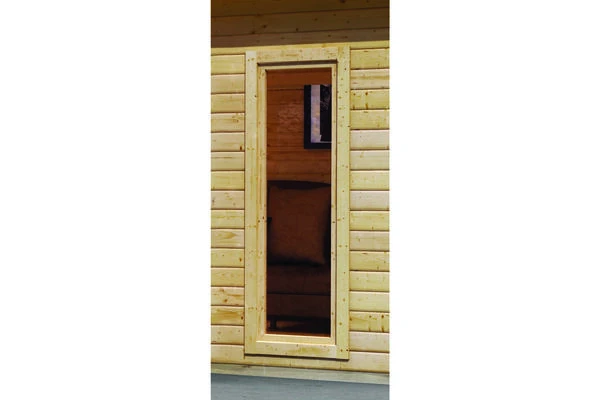KARIBU Mainburg 4 Saunahaus, Naturbelassen, Fichte, 490x368x229 Cm, SET A Mit Doppelflügeltür Und Vorraum 12 KARIBU Mainburg 4 Saunahaus, Naturbelassen, Fichte, 490x368x229 Cm, SET A Mit Doppelflügeltür Und Vorraum – Bild 10