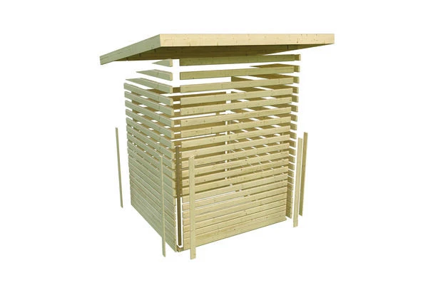 KARIBU Skrollan 2 Saunahaus, Naturbelassen, Fichte, 336x231x227 Cm, Moderne Tür & Holzofen Inkl. Schornstein 13 KARIBU Skrollan 2 Saunahaus, Naturbelassen, Fichte, 336x231x227 Cm, Moderne Tür & Holzofen Inkl. Schornstein – Bild 11