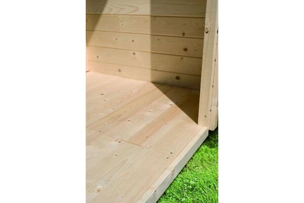 KARIBU Skrollan 2 Saunahaus, Naturbelassen, Fichte, 336x231x227 Cm, Moderne Tür & Holzofen Inkl. Schornstein 19 KARIBU Skrollan 2 Saunahaus, Naturbelassen, Fichte, 336x231x227 Cm, Moderne Tür & Holzofen Inkl. Schornstein – Bild 17