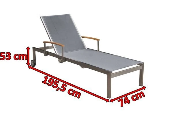 OUTFLEXX Rollliege, Silber, Edelstahl/Textilene, Mit Gasfeder, 195,5x74x35cm 5 OUTFLEXX Rollliege, Silber, Edelstahl/Textilene, Mit Gasfeder, 195,5x74x35cm – Bild 3