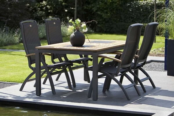 HARTMAN Da Vinci Multipositionssessel, Xerix/anthrazit, Alu/Textilene, Mit FSC-Teak-Armlehnen 6 HARTMAN Da Vinci Multipositionssessel, Xerix/anthrazit, Alu/Textilene, Mit FSC-Teak-Armlehnen – Bild 4