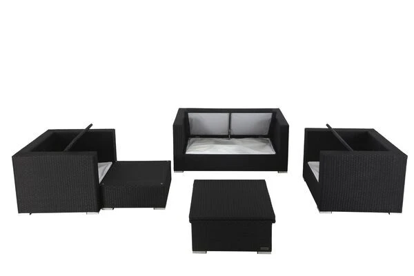 OUTFLEXX Loungemöbel-Set, 5 Personen, Schwarz, Polyrattan, Inkl. Loungetisch, Wasserfeste Kissenbox 8 OUTFLEXX Loungemöbel-Set, 5 Personen, Schwarz, Polyrattan, Inkl. Loungetisch, Wasserfeste Kissenbox – Bild 6
