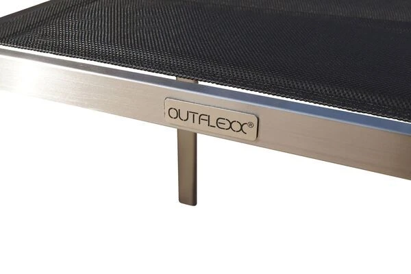 OUTFLEXX Stuhl, Schwarz, Edelstahl/Textilene, Padded, Armlehnen Aus FSC-Teakholz, 62x56,5x86cm 6 OUTFLEXX Stuhl, Schwarz, Edelstahl/Textilene, Padded, Armlehnen Aus FSC-Teakholz, 62x56,5x86cm – Bild 4