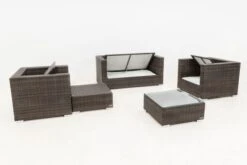 OUTFLEXX Loungemöbel-Set, Polyrattan, Braun Marmoriert, 5 Pers, Wasserfeste Kissenbox, Inkl. Beistelltisch -Gartenmöbel 4 16066 BOX B.jpg