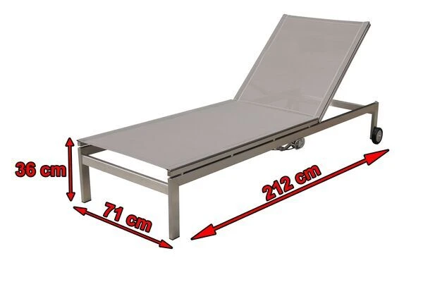 OUTFLEXX Rollliege, Silber, Edelstahl/Textilene,mit Verstellbarer Rückenlehne, 212x71x36cm 6 OUTFLEXX Rollliege, Silber, Edelstahl/Textilene,mit Verstellbarer Rückenlehne, 212x71x36cm – Bild 4