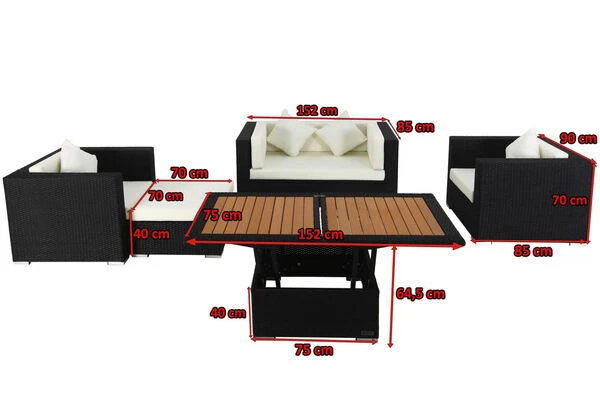 OUTFLEXX Loungemöbel-Set, 5 Personen, Schwarz, Polyrattan, Inkl. Loungetisch, Wasserfeste Kissenbox 7 OUTFLEXX Loungemöbel-Set, 5 Personen, Schwarz, Polyrattan, Inkl. Loungetisch, Wasserfeste Kissenbox – Bild 5