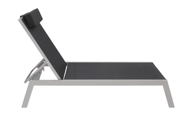 VILLANA Gartenliege, Silber/schwarz, Aluminium/Textil, 198 X 60 X 32 Cm, Verstellbar 7 VILLANA Gartenliege, Silber/schwarz, Aluminium/Textil, 198 X 60 X 32 Cm, Verstellbar – Bild 5