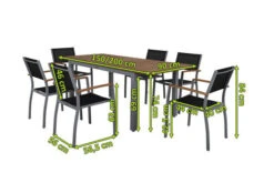 VILLANA Esstischgarnitur, Silber/schwarz, Alu / FSC-Akazienholz, Ausziehtisch 150/200 Cm, 6 Stapelsessel -Gartenmöbel 5 16461.jpg