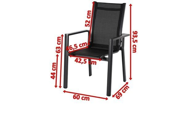 OUTFLEXX Stapelsessel, Anthrazit Matt/schwarz, Alu/Textilene, 60x69x93,5cm 7 OUTFLEXX Stapelsessel, Anthrazit Matt/schwarz, Alu/Textilene, 60x69x93,5cm – Bild 5