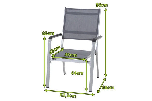 KETTLER Friends Stapelsessel, Silber/anthrazit, Alu/Textilene, 0310505-0000 7 KETTLER Friends Stapelsessel, Silber/anthrazit, Alu/Textilene, 0310505-0000 – Bild 5