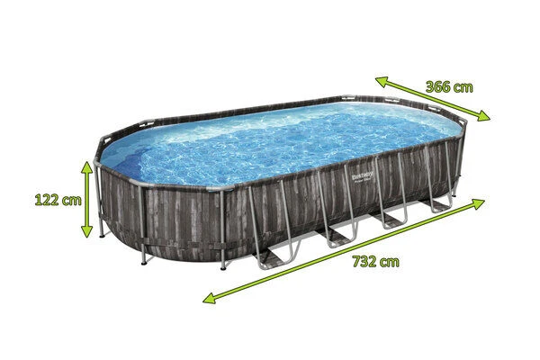 BESTWAY Power Steel Pool, Holz-Optik (dunkelgrau), TriTech, 732x366x122cm, Oval, Mit Filterpumpe, Leiter, Abdeckplane 7 BESTWAY Power Steel Pool, Holz-Optik (dunkelgrau), TriTech, 732x366x122cm, Oval, Mit Filterpumpe, Leiter, Abdeckplane – Bild 5