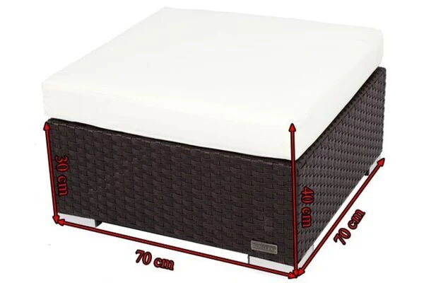 OUTFLEXX Beistelltisch/Hocker, Braun, Polyrattan, Inkl. Glasplatte Und Polster 7 OUTFLEXX Beistelltisch/Hocker, Braun, Polyrattan, Inkl. Glasplatte Und Polster – Bild 5