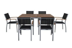 VILLANA Esstischgarnitur, Silber/schwarz, Alu / FSC-Akazienholz, Ausziehtisch 150/200 Cm, 6 Stapelsessel -Gartenmöbel 7 16461.jpg