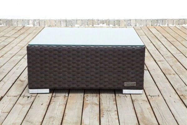 OUTFLEXX Beistelltisch/Hocker, Braun, Polyrattan, Inkl. Glasplatte Und Polster 9 OUTFLEXX Beistelltisch/Hocker, Braun, Polyrattan, Inkl. Glasplatte Und Polster – Bild 7