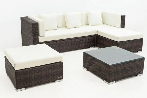 OUTFLEXX Loungemöbel-Set, Braun Marmoriert, 5 Pers, Polyrattan, Wasserfeste Kissenbox, Inkl. Beistelltisch 10 OUTFLEXX Loungemöbel-Set, Braun Marmoriert, 5 Pers, Polyrattan, Wasserfeste Kissenbox, Inkl. Beistelltisch – Bild 8