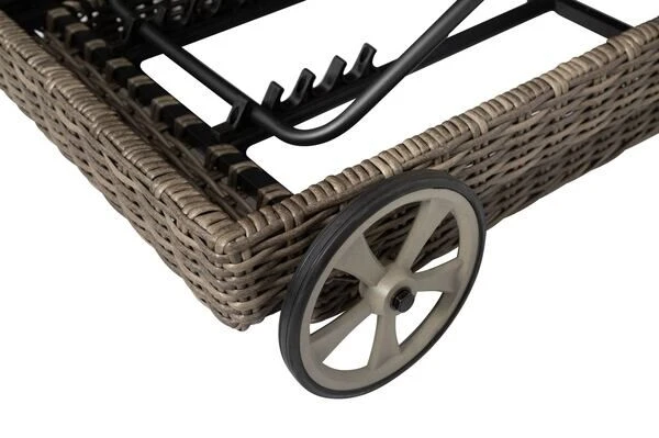 OUTFLEXX Rollliege, Grau, Polyrattan, 200x70x27,5cm, Rückenlehne 5-fach Verstellbar 10 OUTFLEXX Rollliege, Grau, Polyrattan, 200x70x27,5cm, Rückenlehne 5-fach Verstellbar – Bild 8