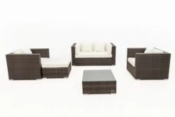 OUTFLEXX Loungemöbel-Set, Polyrattan, Braun Marmoriert, 5 Pers, Wasserfeste Kissenbox, Inkl. Beistelltisch -Gartenmöbel 9 16066 BOX B.jpg